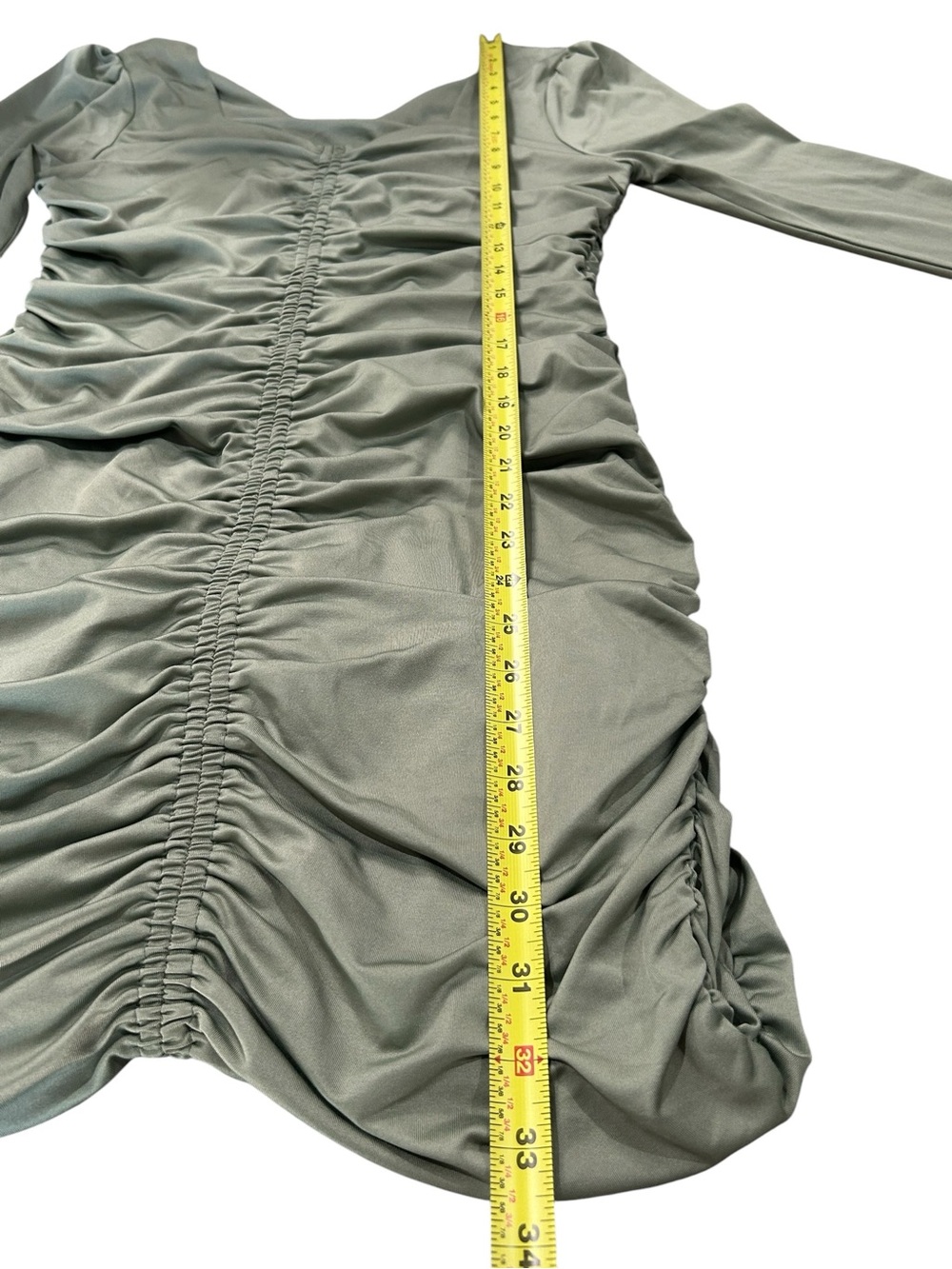 Baltic Born NWT Camden Town Midi Dress Medium in Dusty Sage Green Ruched Detail - Picture 10 of 13